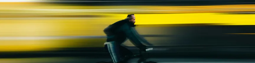 Guy going fast on a bike